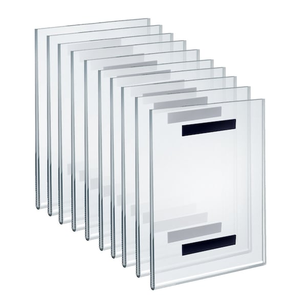 Clear Acrylic Magnet Back Sign Holder Frames 8.5 W x 11 H - Vertical / Portrait, 10-Pack